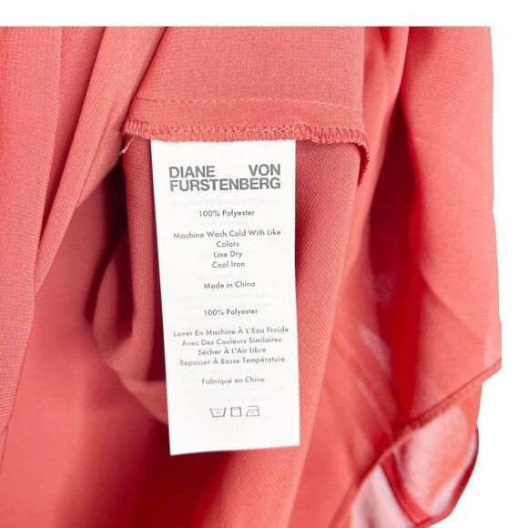 DIANE VON FURSTENBERG Essie Cold Shoulder Ruffled Chiffon Top In Brick - Picture 5 of 10